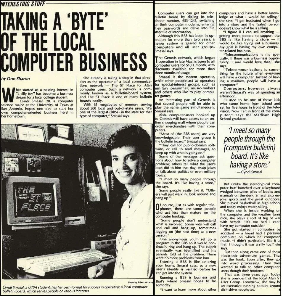 Cyndi-Article-1989-Smaller San Antonio Express-News Sunday Magazine, July 23, 1989